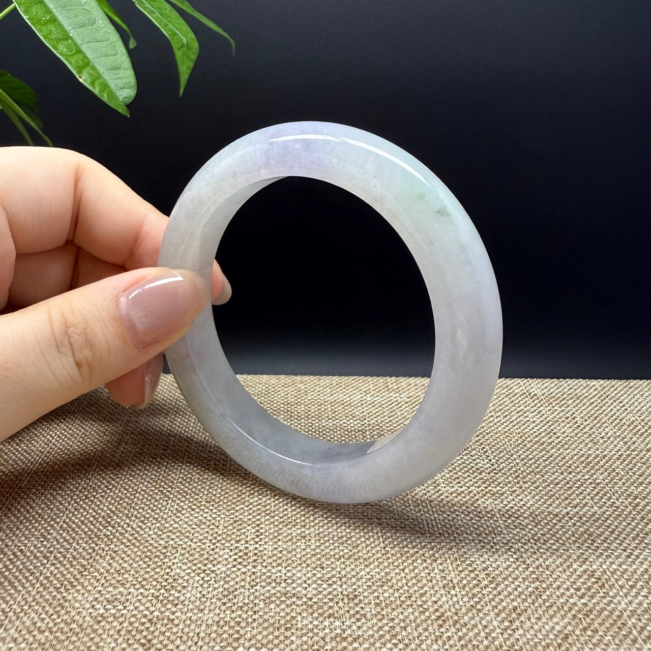 Genuine Burmese Lavender Green Jade Jadeite Bangle Bracelet ( 55.1mm )