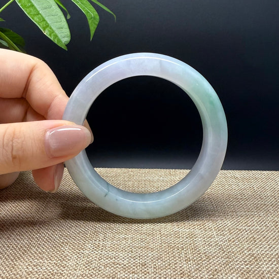 Genuine Burmese Lavender Green Jade Jadeite Bangle Bracelet ( 55.3mm )