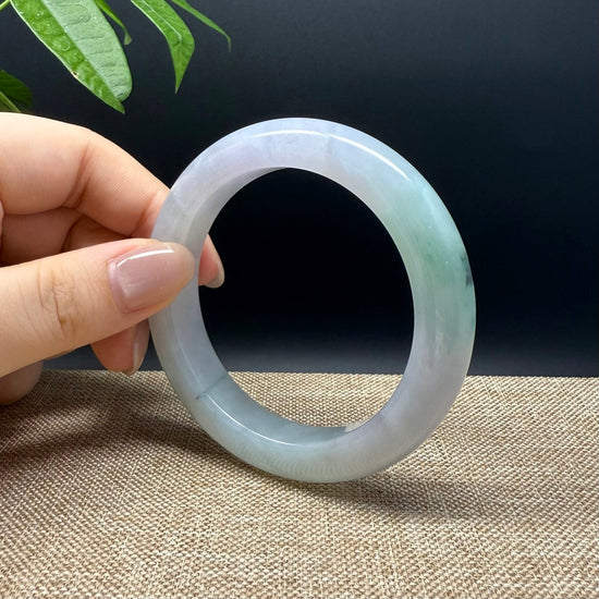 Genuine Burmese Lavender Green Jade Jadeite Bangle Bracelet ( 55.3mm )