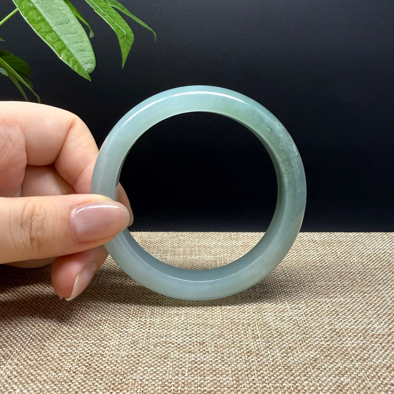 Genuine Burmese Oil Green Jade Jadeite Bangle Bracelet ( 57.4mm )