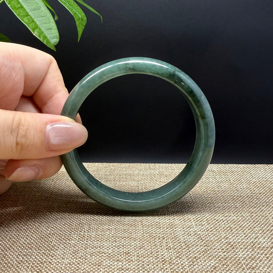 Genuine Burmese Oil Green Jade Jadeite Bangle Bracelet ( 57.6mm )