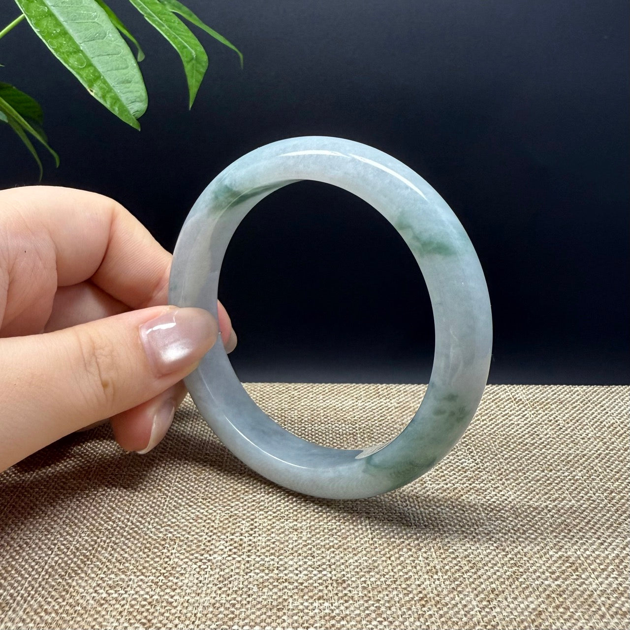 Genuine Burmese Blue Green Jade Jadeite Bangle Bracelet ( 57.6mm )