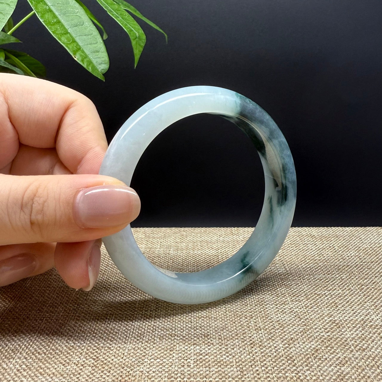 Genuine Burmese Blue Green Jade Jadeite Bangle Bracelet ( 57mm )