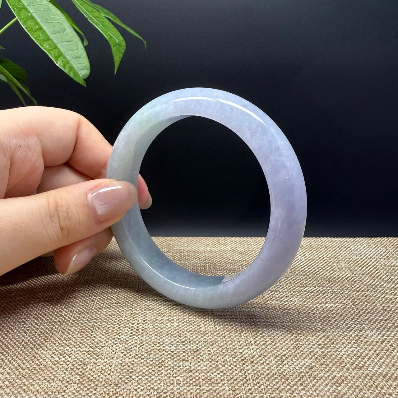 Genuine Burmese Lavender Green Jade Jadeite Bangle Bracelet ( 57.4mm )