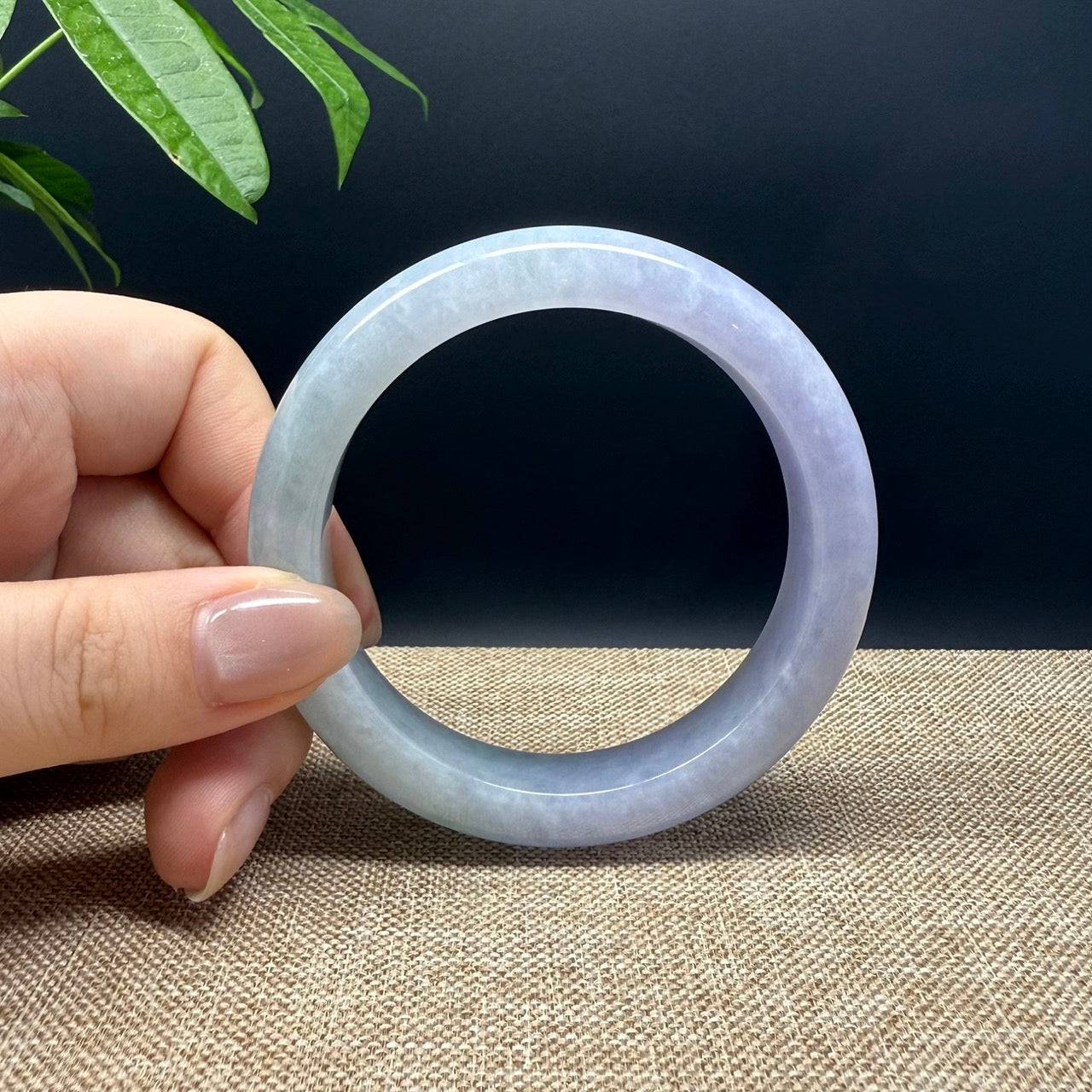 Genuine Burmese Lavender Green Jade Jadeite Bangle Bracelet ( 57.4mm )