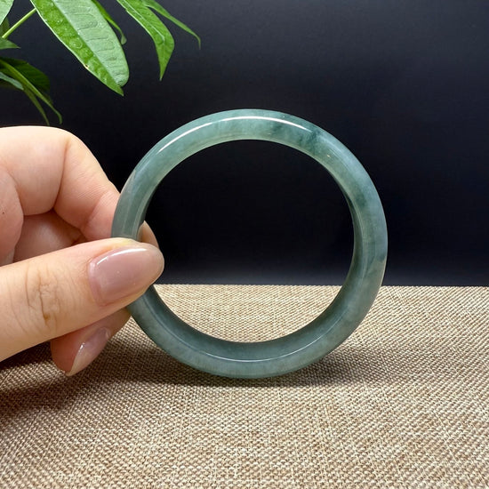 Genuine Burmese Oil Green Jade Jadeite Bangle Bracelet ( 57.6mm )