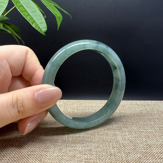 Genuine Burmese Oil Green Jade Jadeite Bangle Bracelet ( 57.6mm )