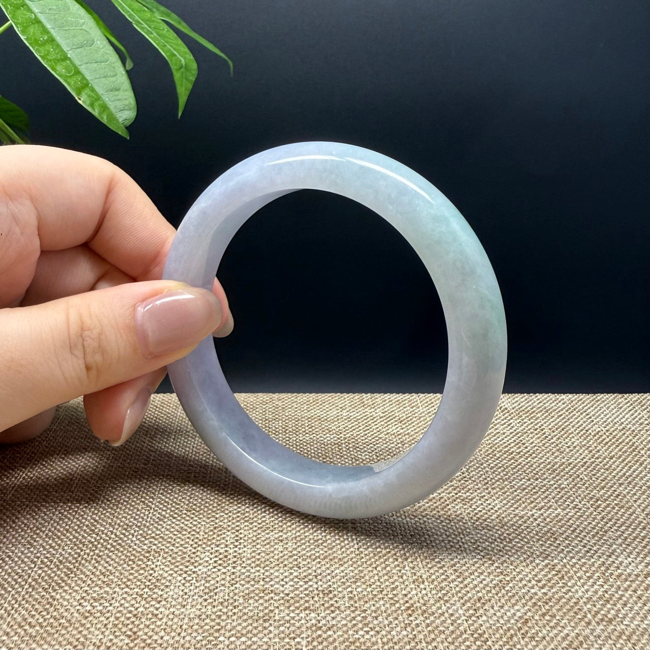 Genuine Burmese Lavender Green Jade Jadeite Bangle Bracelet ( 57.5mm )