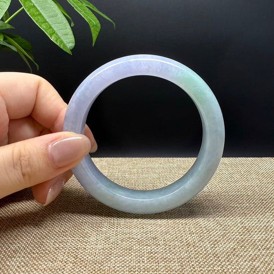 Genuine Burmese Lavender Green Jade Jadeite Bangle Bracelet ( 57.4mm )