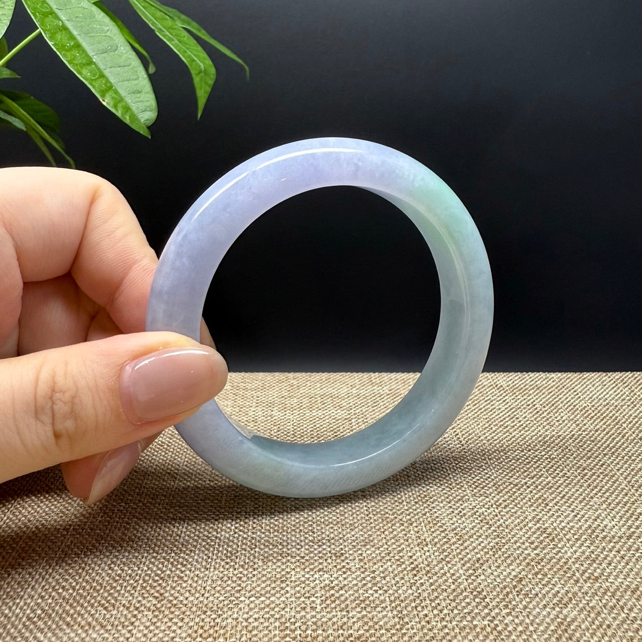 Genuine Burmese Lavender Green Jade Jadeite Bangle Bracelet ( 57.4mm )