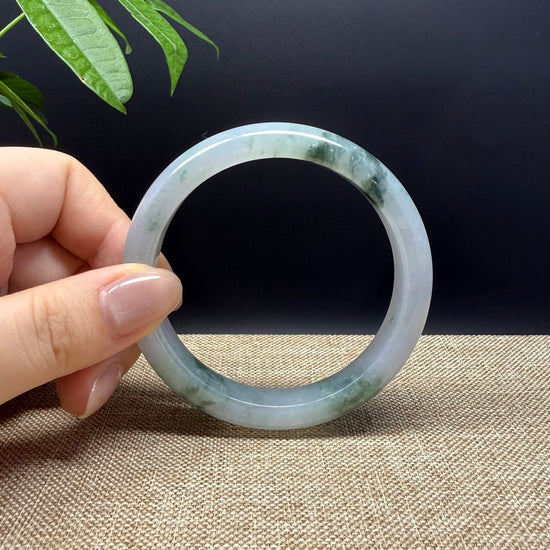 Genuine Burmese Lavender Green Jade Jadeite Bangle Bracelet ( 57.8mm )