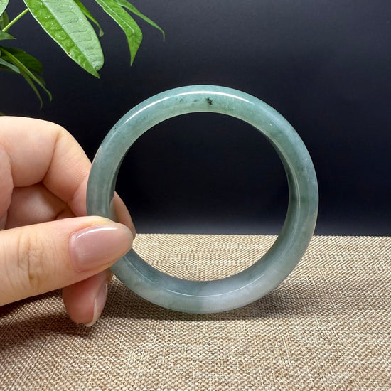 Genuine Burmese Oil Green Jade Jadeite Bangle Bracelet ( 57.5mm )