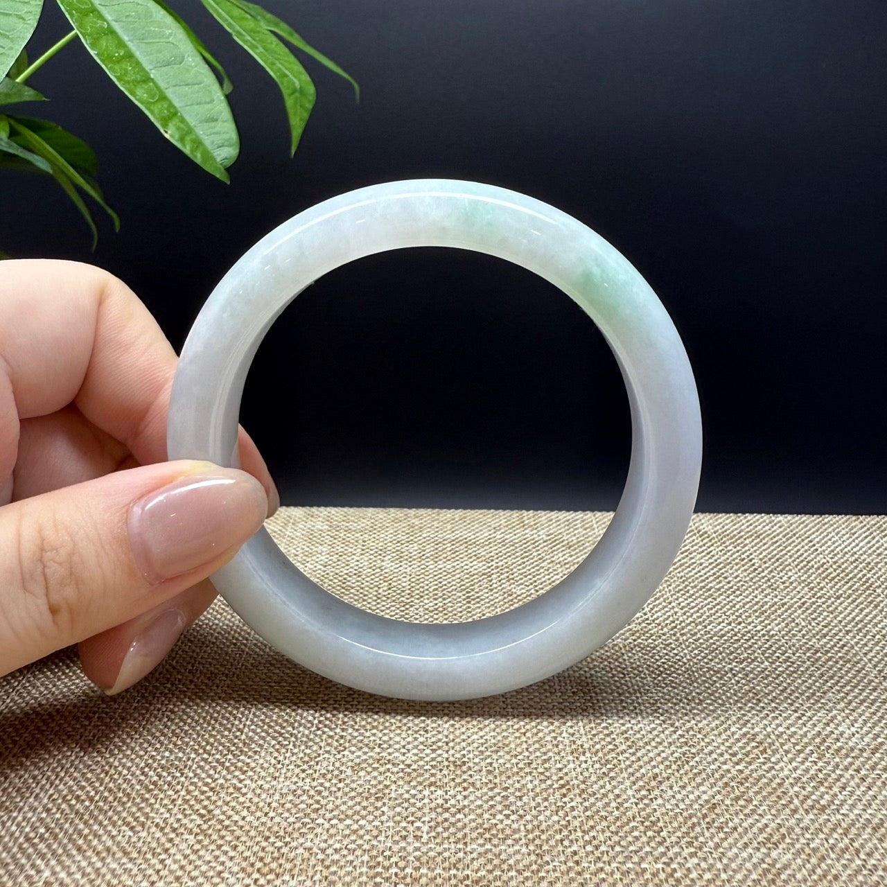 High end Genuine Burmese Lavender Green Jade Jadeite Bangle Bracelet ( 58.9mm )