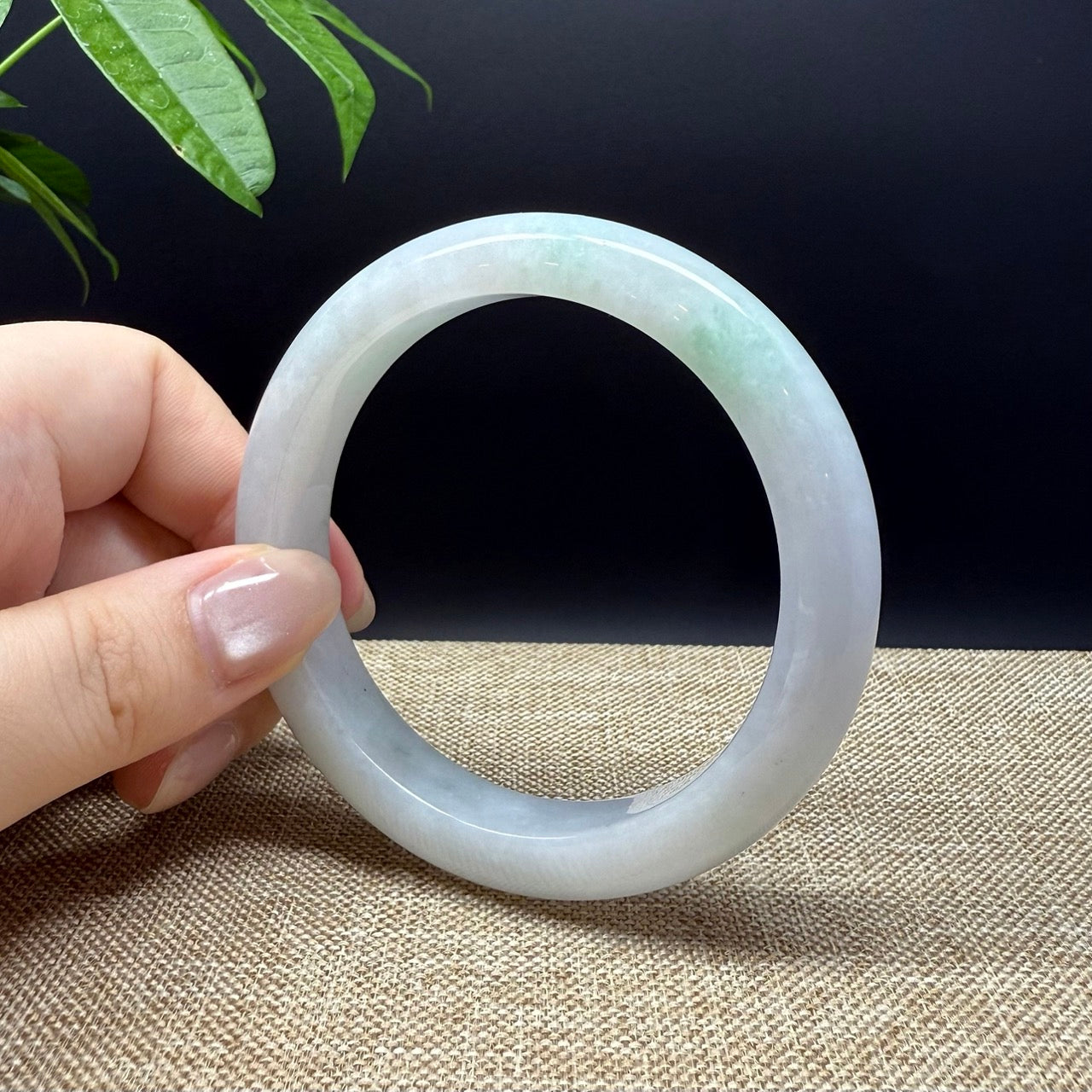 High end Genuine Burmese Lavender Green Jade Jadeite Bangle Bracelet ( 58.9mm )