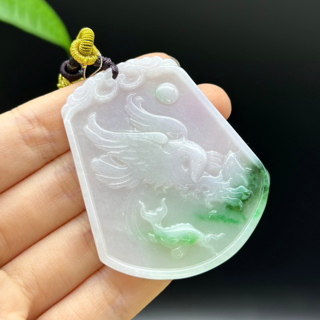 RealJade® Co.Genuine Jadeite Jade Eagle Pendant Necklace