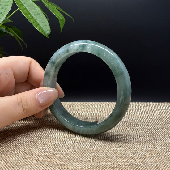 Genuine Burmese Oil Green Jade Jadeite Bangle Bracelet ( 58.3mm )