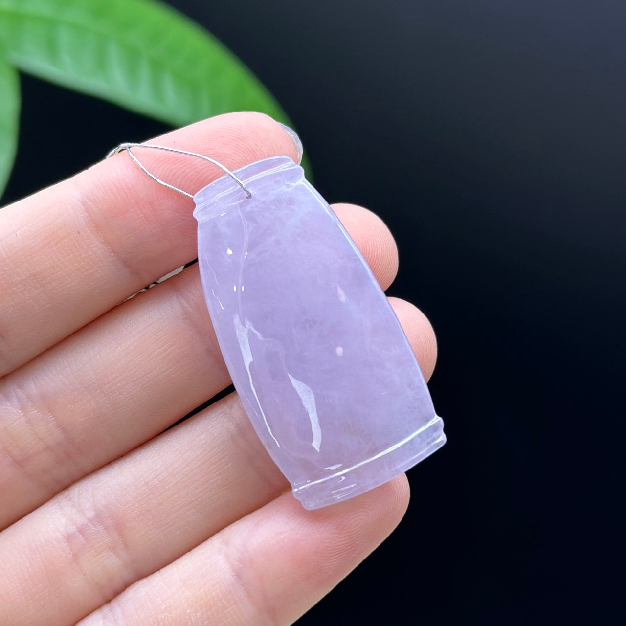 Genuine Purple Jadeite Jade "Good Luck Bamboo" Pendant Necklace