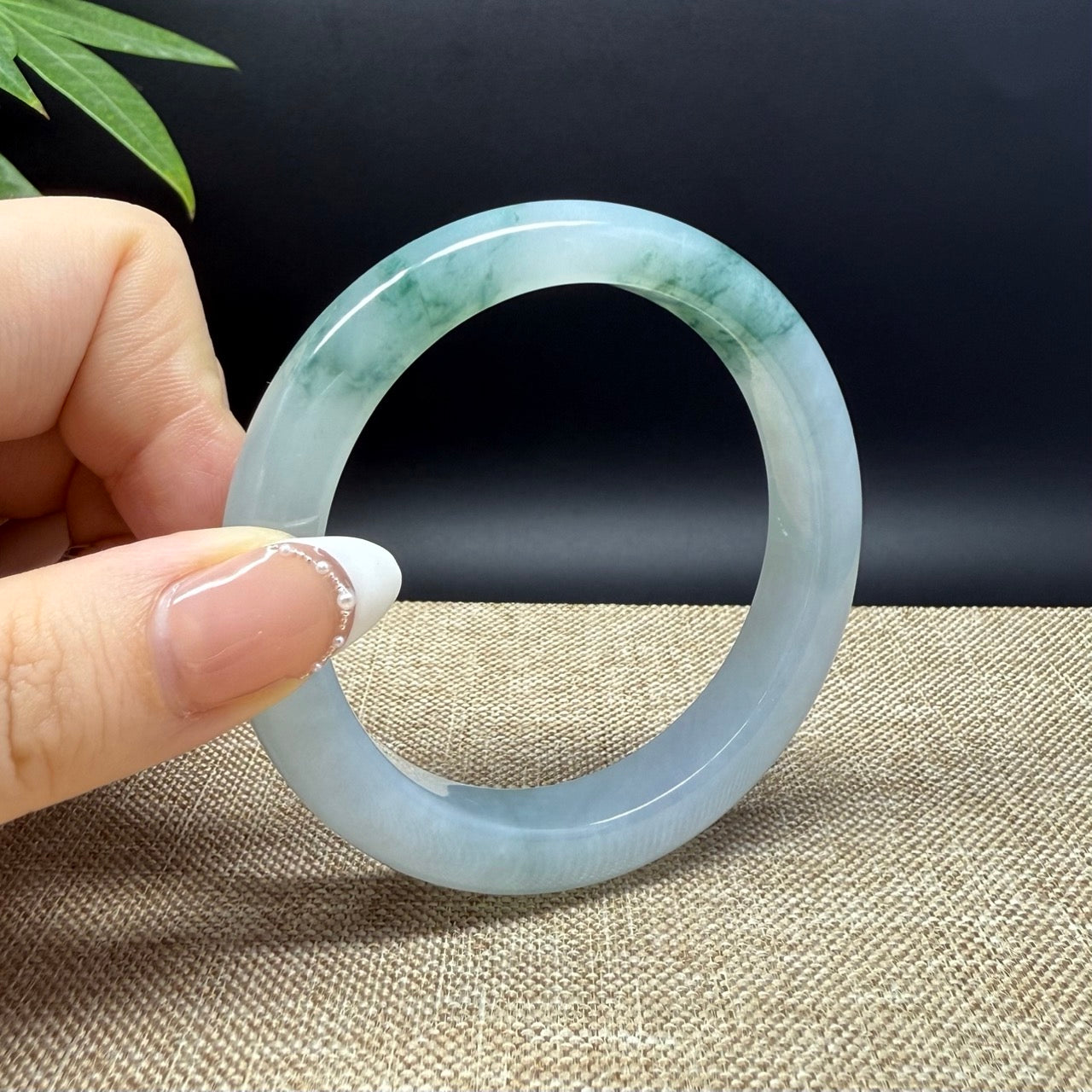 Genuine Burmese Icy Green Jade Jadeite Bangle Bracelet ( 57mm )