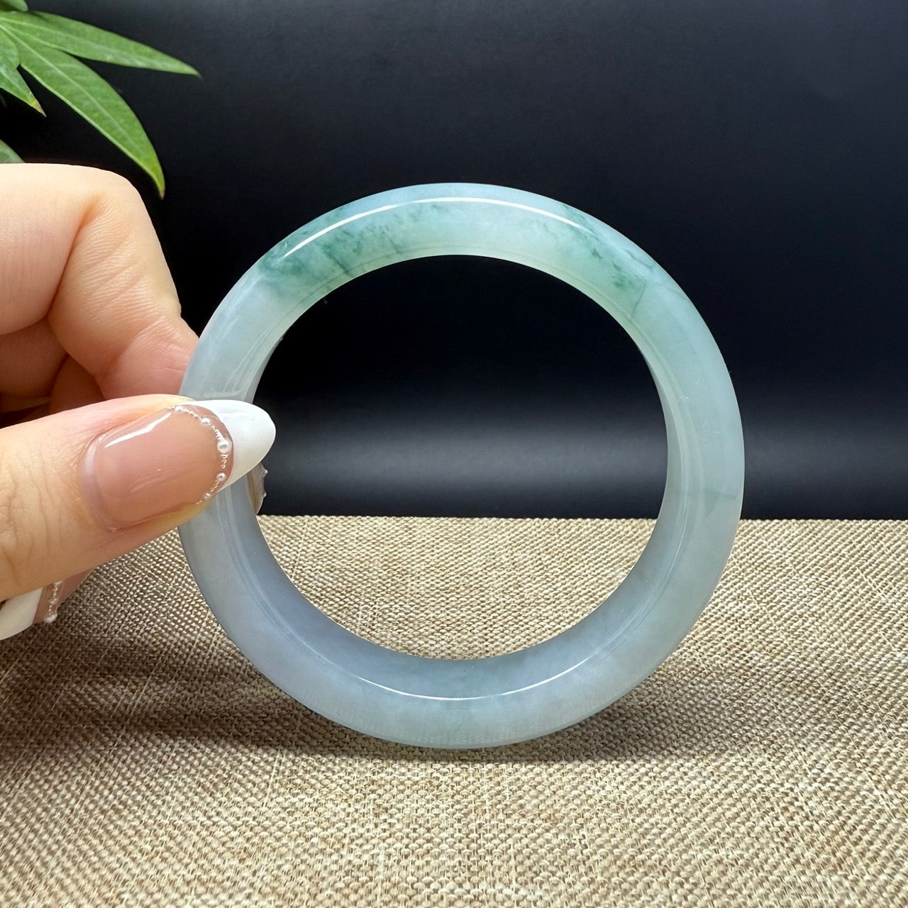Genuine Burmese Icy Green Jade Jadeite Bangle Bracelet ( 57mm )