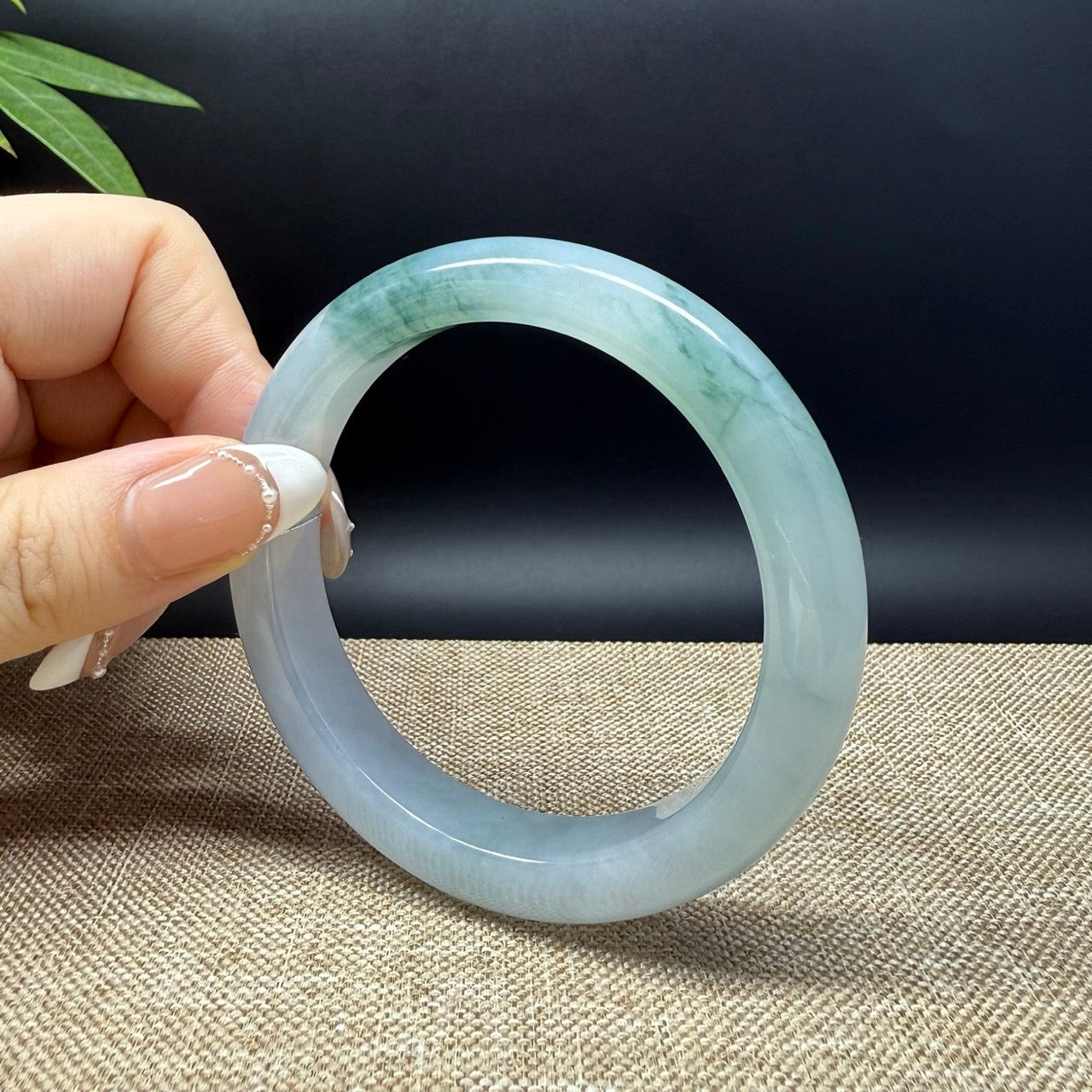 Genuine Burmese Icy Green Jade Jadeite Bangle Bracelet ( 57mm )