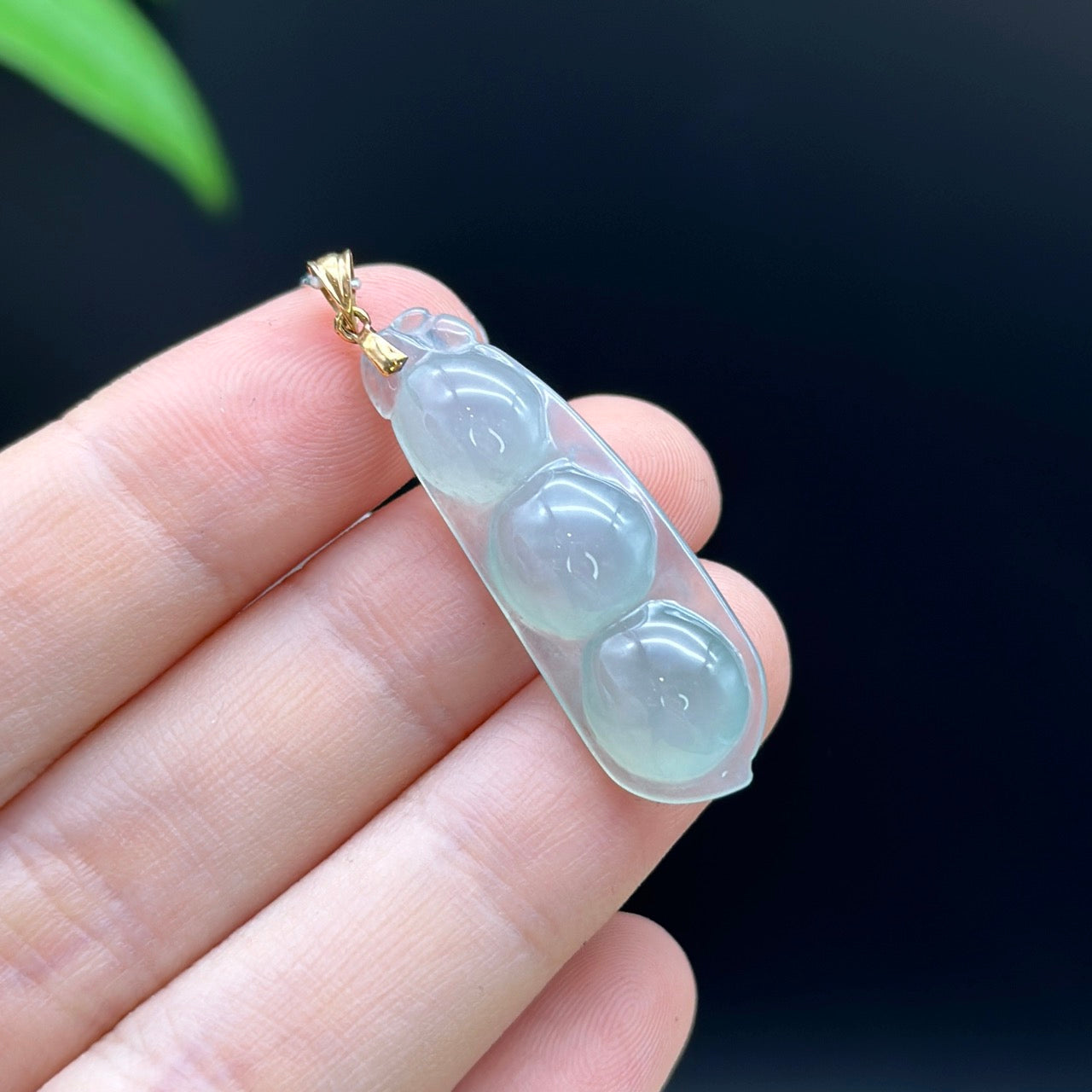 Genuine Burmese Ice Green Jadeite Pendant with 18k Rose Gold Bail