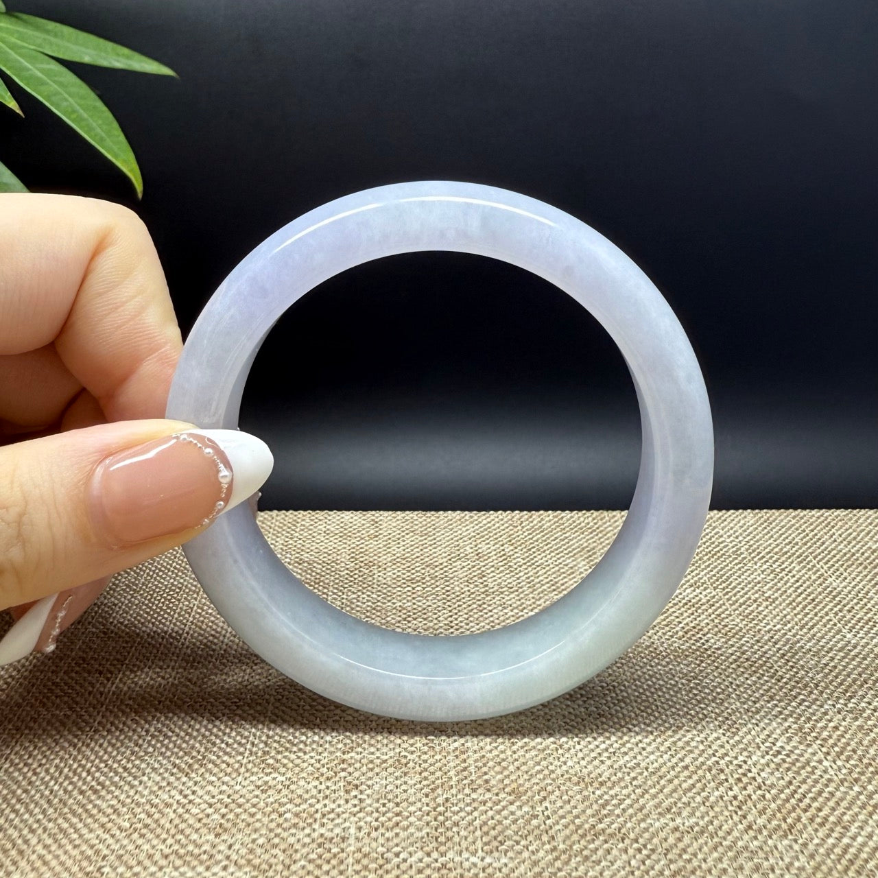 Genuine Burmese Lavender Green Jade Jadeite Bangle Bracelet ( 57.1mm )
