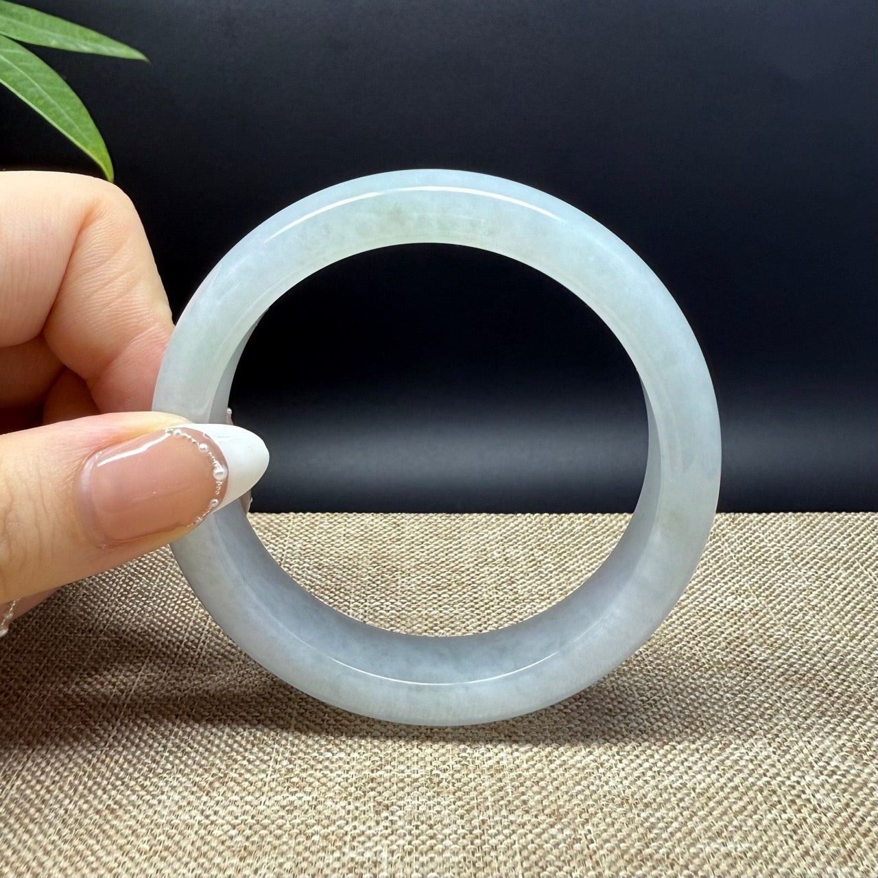 Genuine Burmese Lavender Green Jade Jadeite Bangle Bracelet ( 57.5mm )