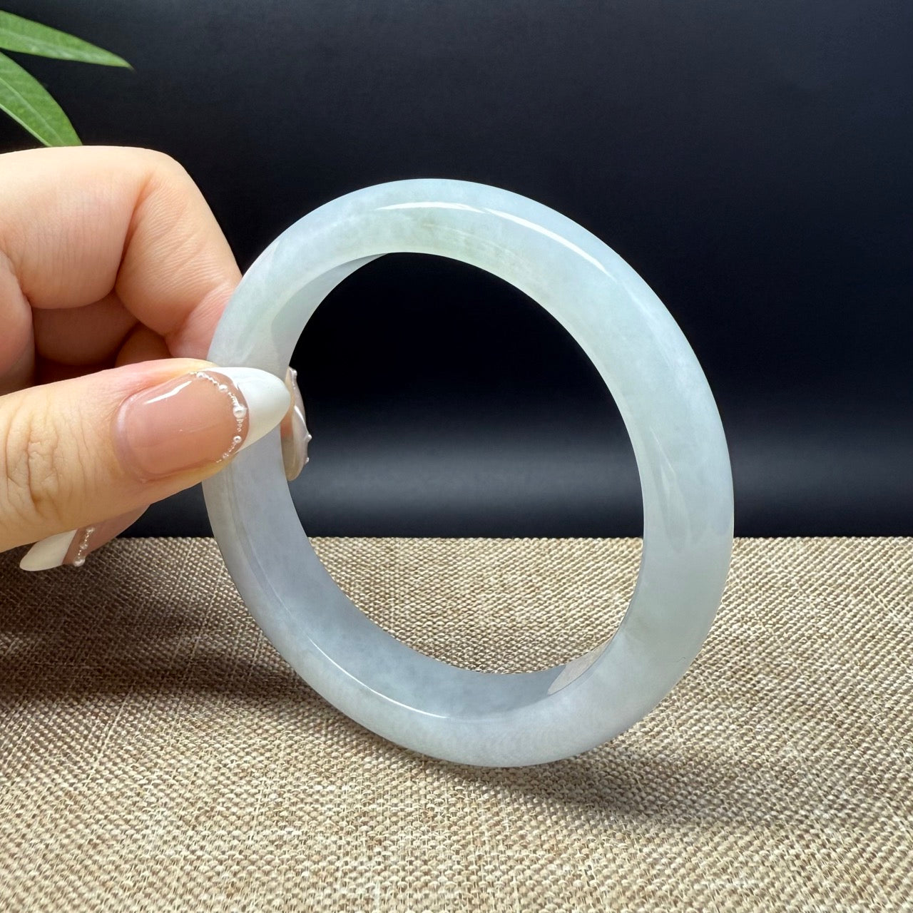 Genuine Burmese Lavender Green Jade Jadeite Bangle Bracelet ( 57.5mm )