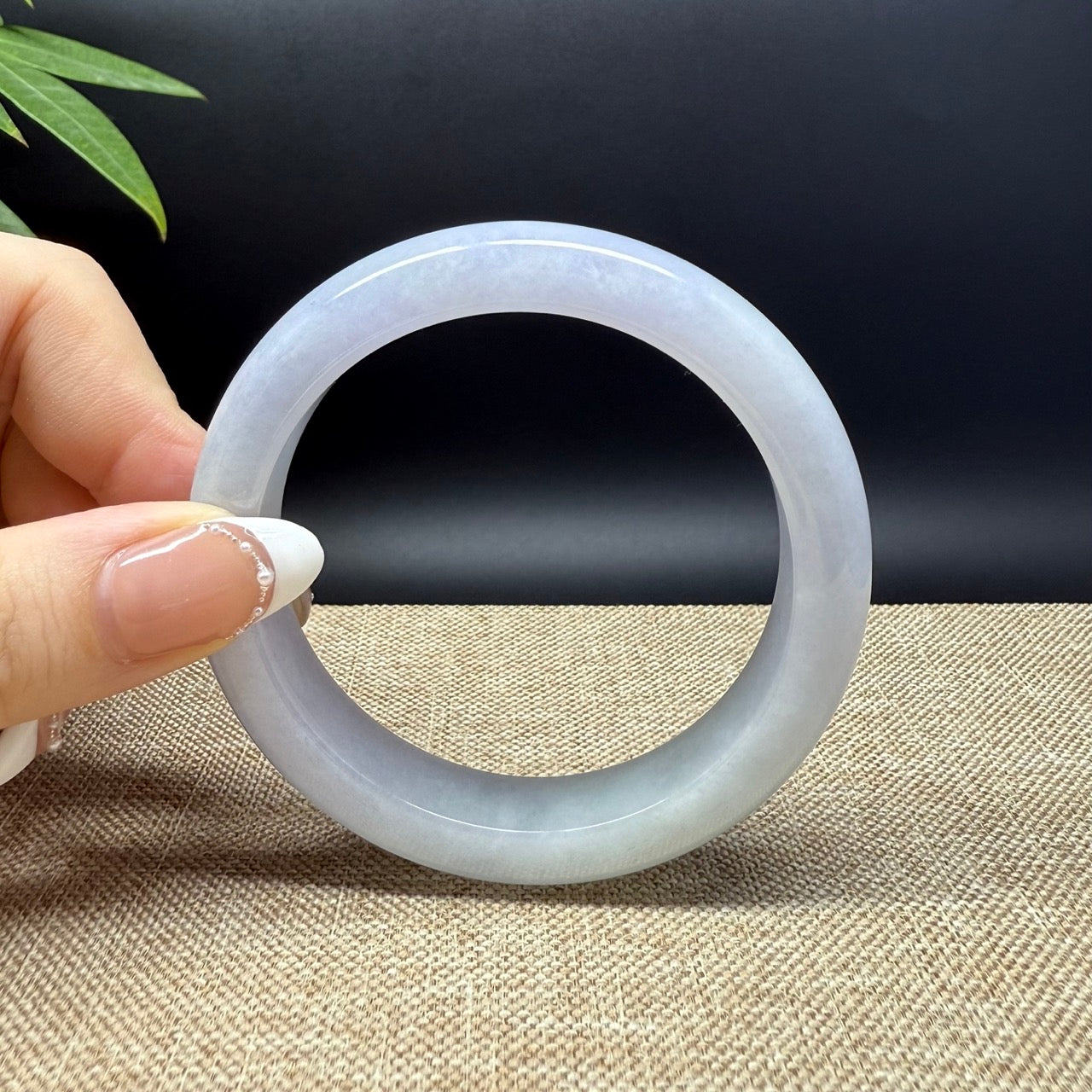Genuine Burmese Lavender Green Jade Jadeite Bangle Bracelet ( 57mm )