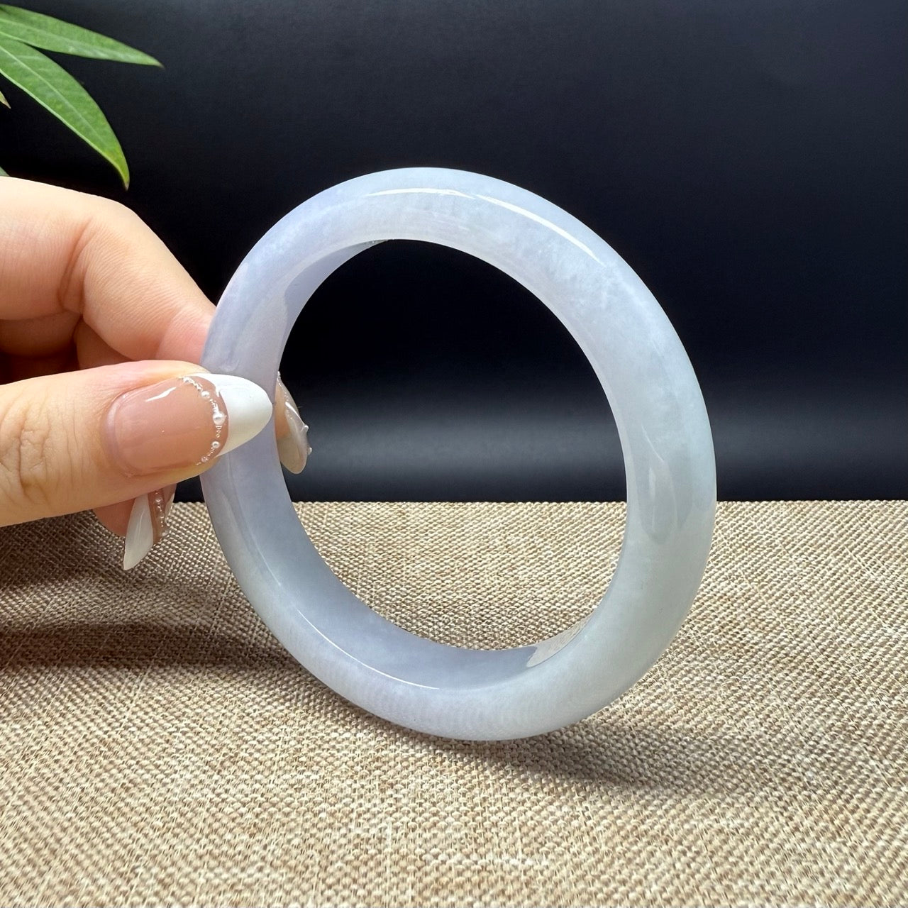 Genuine Burmese Lavender Green Jade Jadeite Bangle Bracelet ( 57mm )