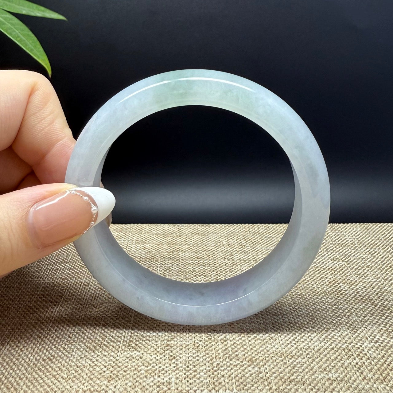 Genuine Burmese Lavender Green Jade Jadeite Bangle Bracelet ( 57.1mm )