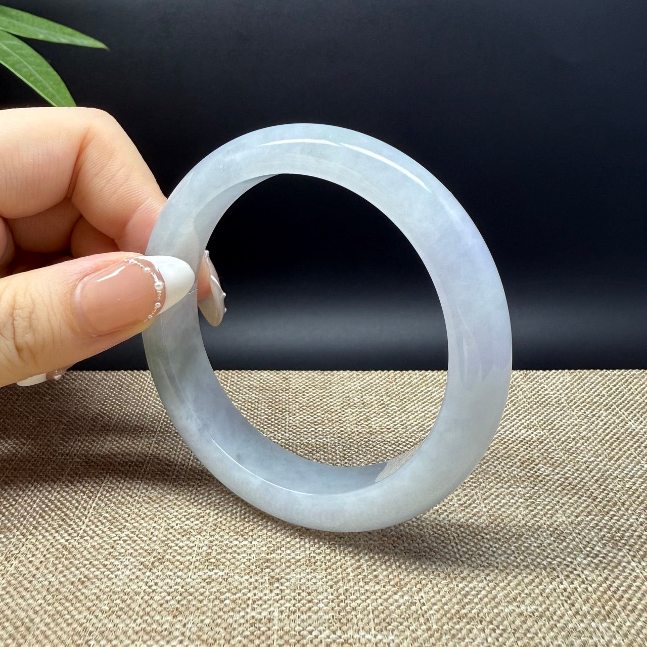 Genuine Burmese Lavender Green Jade Jadeite Bangle Bracelet ( 57.1mm )