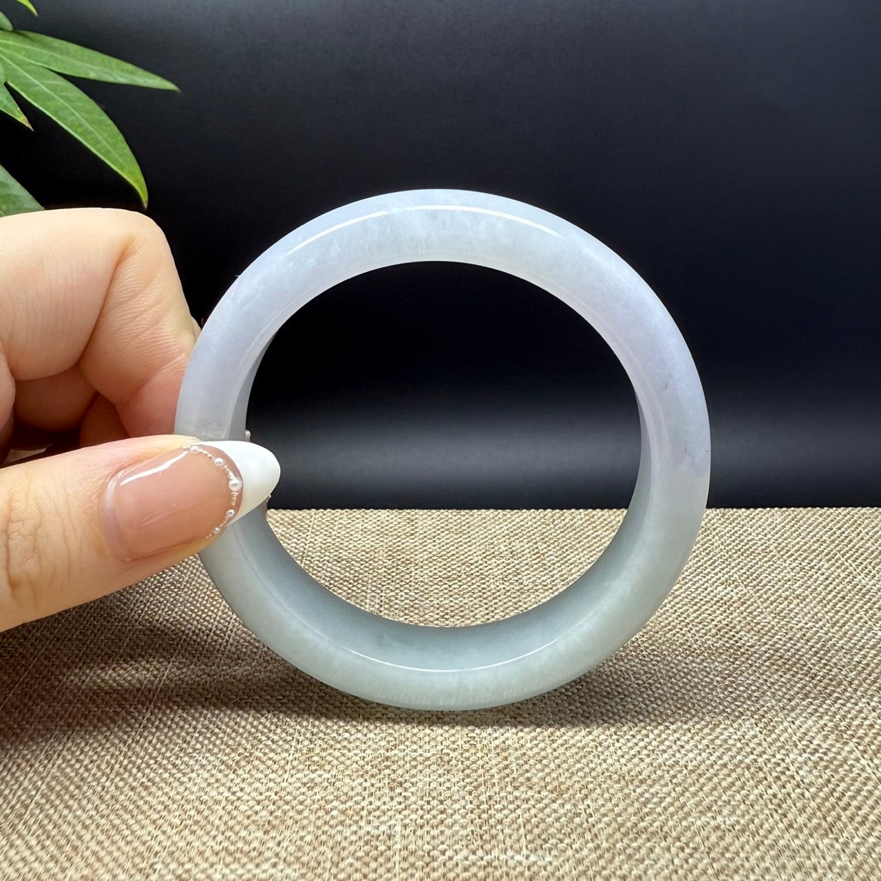 Genuine Burmese Lavender Green Jade Jadeite Bangle Bracelet ( 57mm )