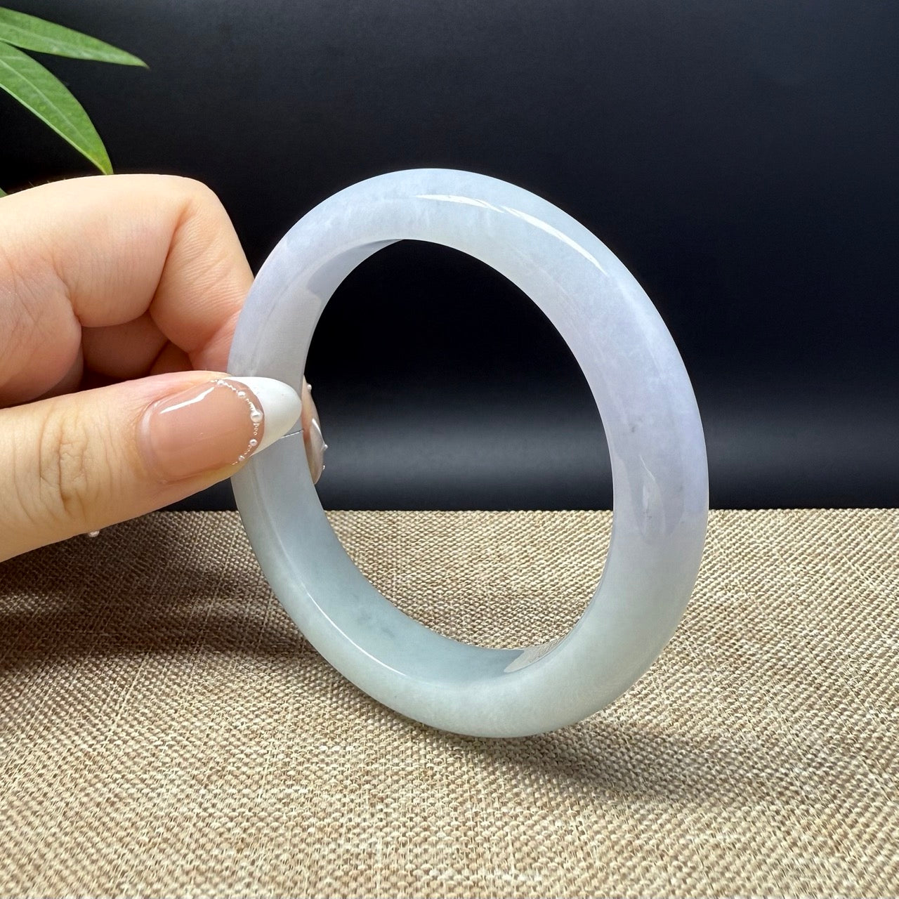 Genuine Burmese Lavender Green Jade Jadeite Bangle Bracelet ( 57mm )