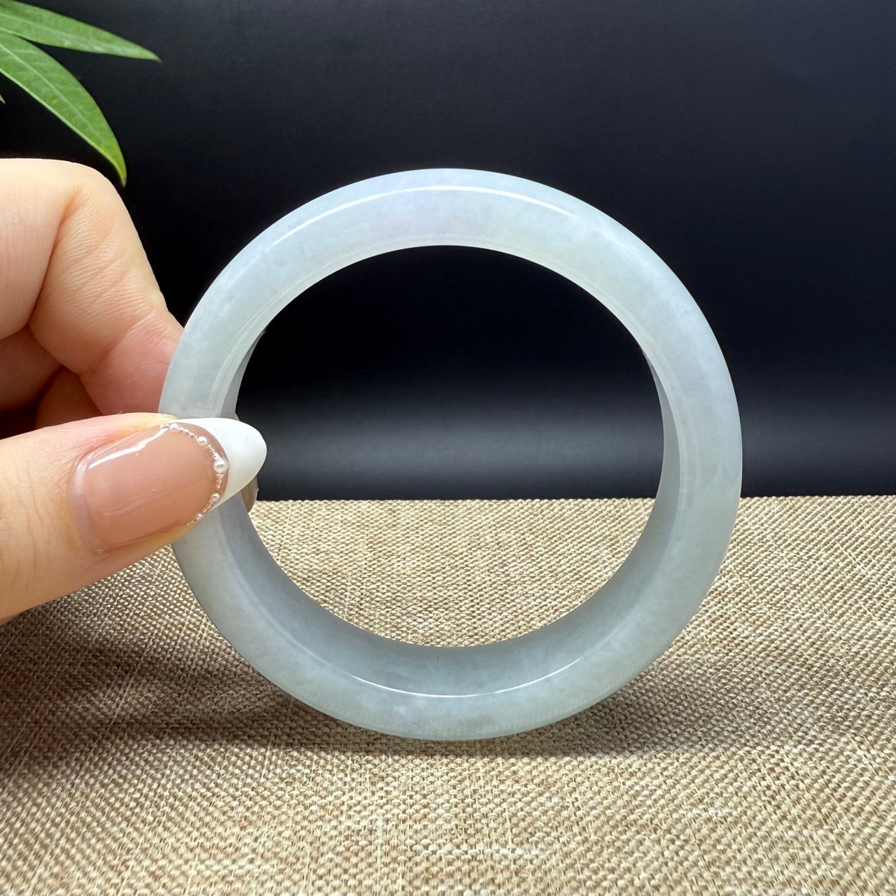 Genuine Burmese Lavender Green Jade Jadeite Bangle Bracelet ( 57.3mm )