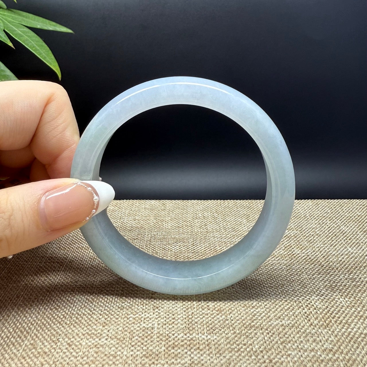 Genuine Burmese Lavender Green Jade Jadeite Bangle Bracelet ( 57.4mm )