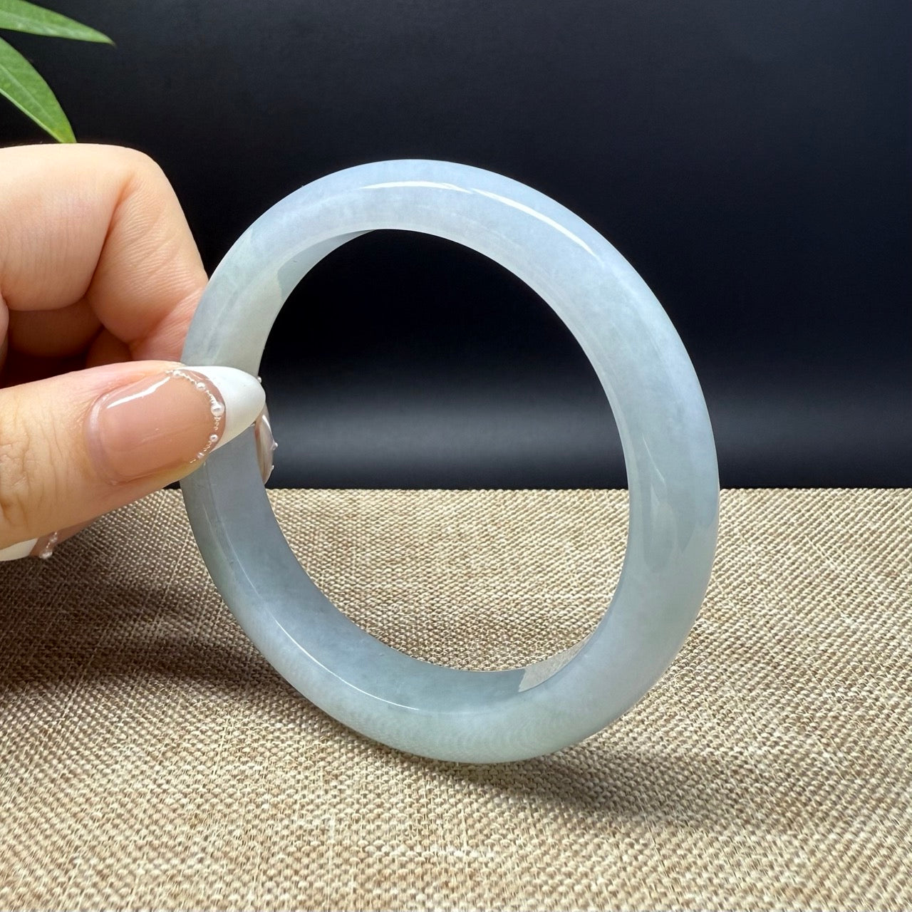 Genuine Burmese Lavender Green Jade Jadeite Bangle Bracelet ( 57.4mm )