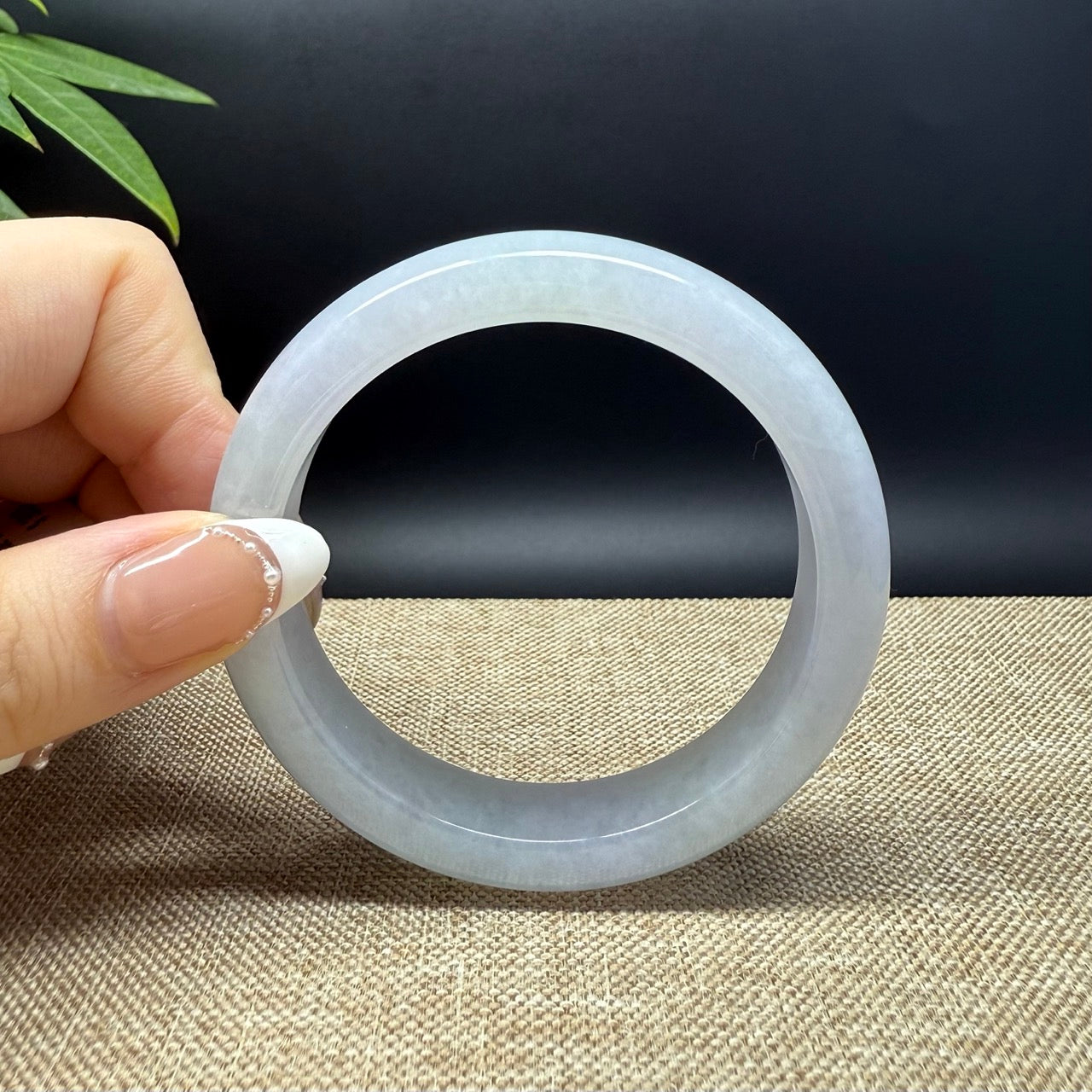 Genuine Burmese Lavender Green Jade Jadeite Bangle Bracelet ( 57.2mm )