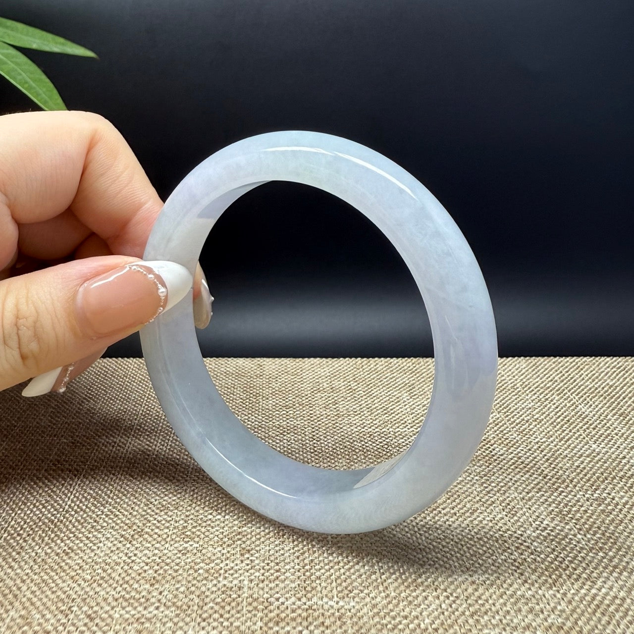 Genuine Burmese Lavender Green Jade Jadeite Bangle Bracelet ( 57.2mm )