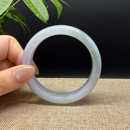 Genuine Burmese Lavender Green Jade Jadeite Bangle Bracelet ( 57.4mm )