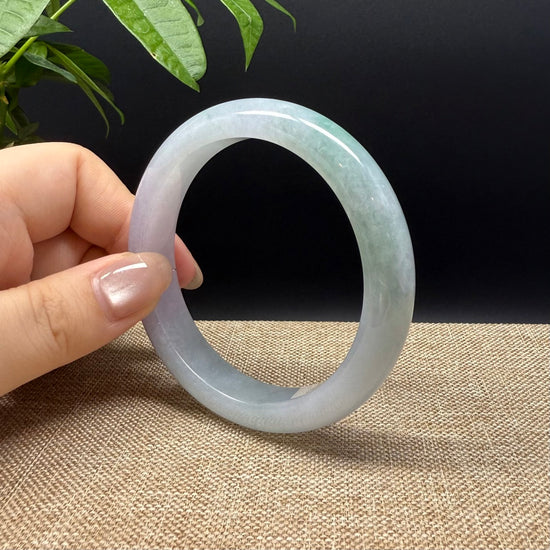 Genuine Burmese Lavender Green Jade Jadeite Bangle Bracelet ( 57.4mm )