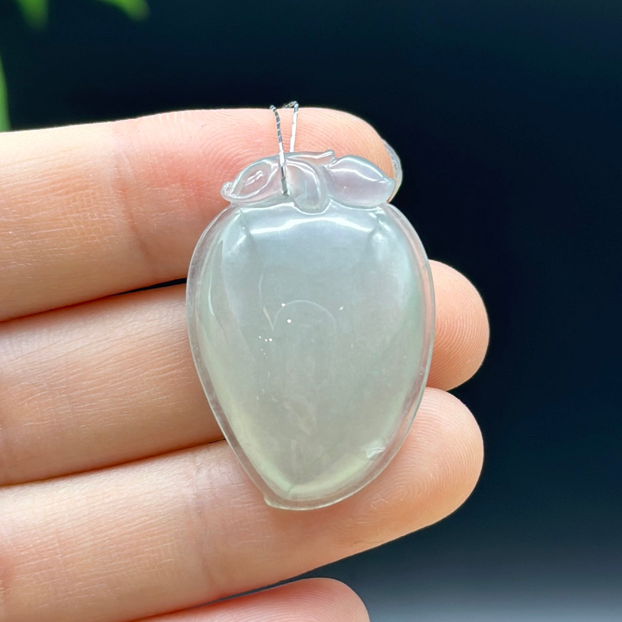 Natural Ice Green Jadeite Jade Shou Tao ( longevity Peach ) Necklace