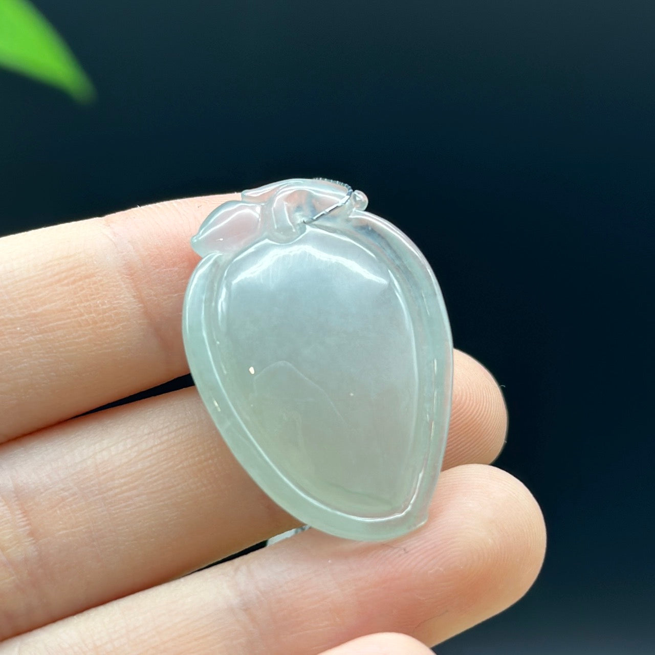 Natural Ice Green Jadeite Jade Shou Tao ( longevity Peach ) Necklace