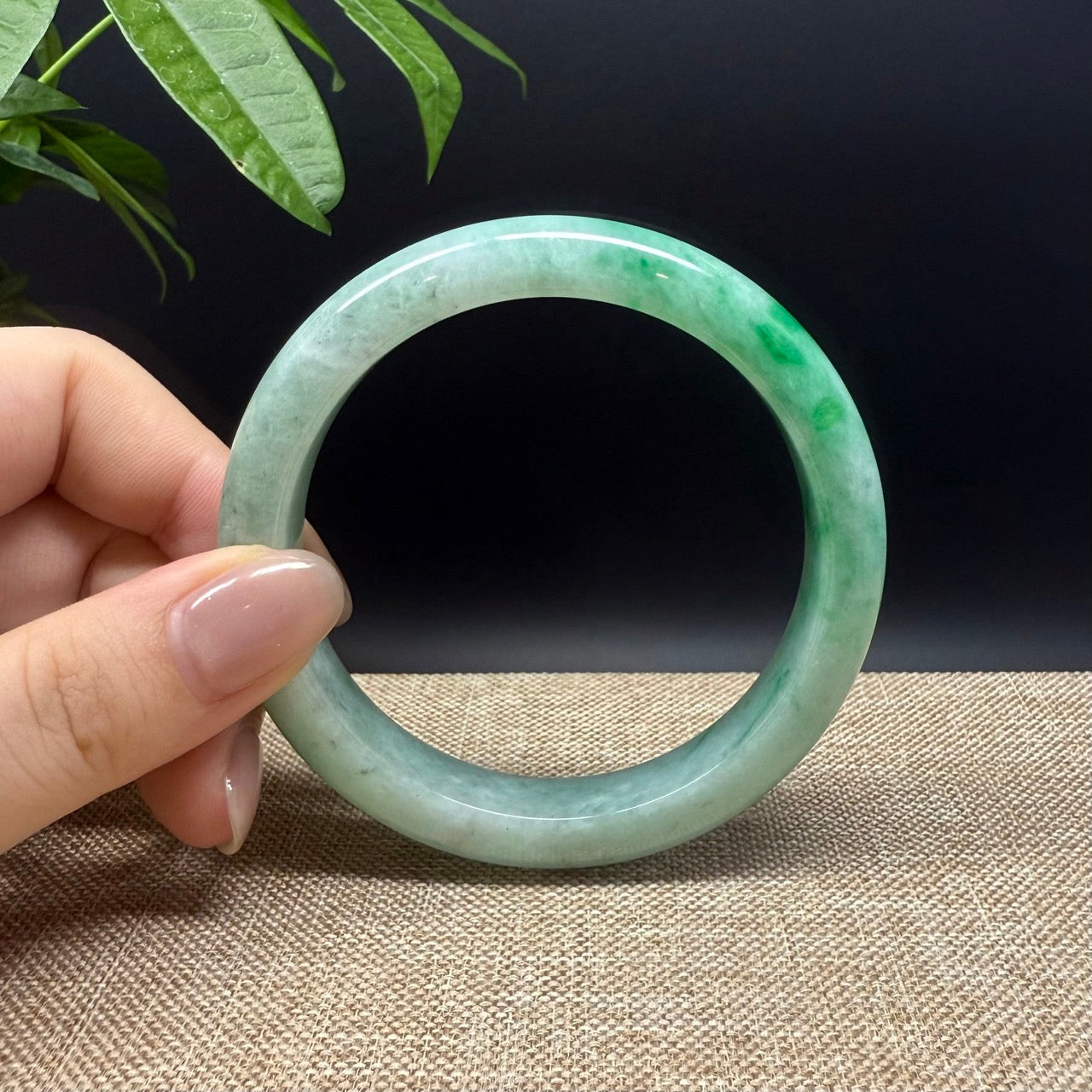 High Genuine Burmese Green Jade Jadeite Bangle Bracelet ( 60.4mm )