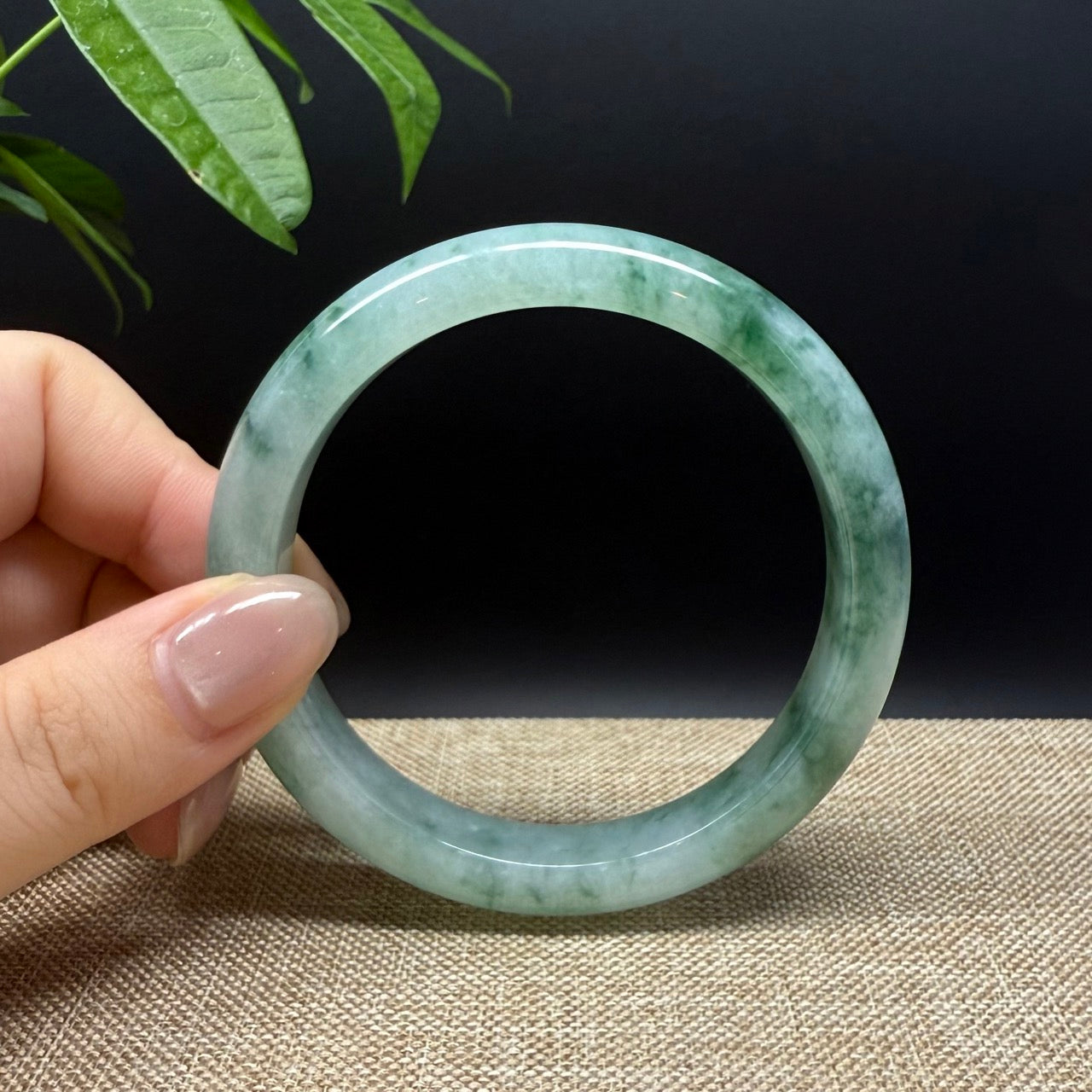 High Genuine Burmese Icy Green Jade Jadeite Bangle Bracelet ( 60.4mm )