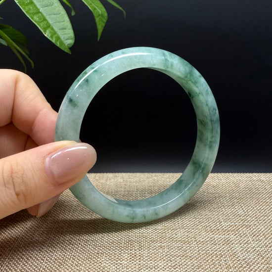 High Genuine Burmese Icy Green Jade Jadeite Bangle Bracelet ( 60.4mm )