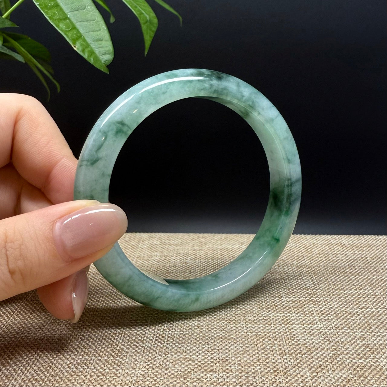 High Genuine Burmese Icy Green Jade Jadeite Bangle Bracelet ( 60.1mm )