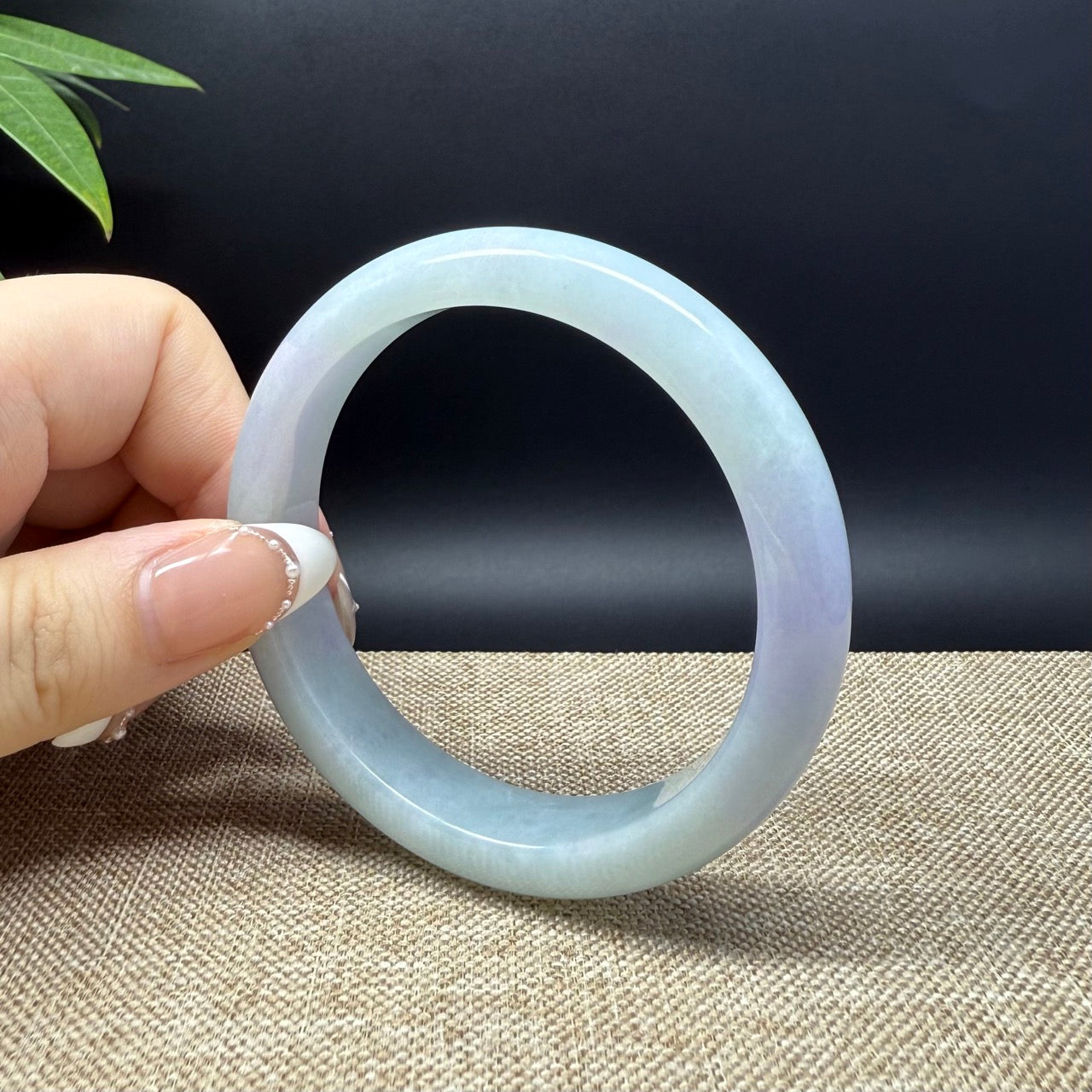 Genuine Burmese Lavender Green Jade Jadeite Bangle Bracelet ( 57.4mm )