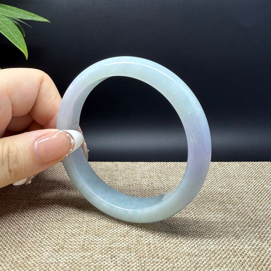 Genuine Burmese Lavender Green Jade Jadeite Bangle Bracelet ( 57.4mm )