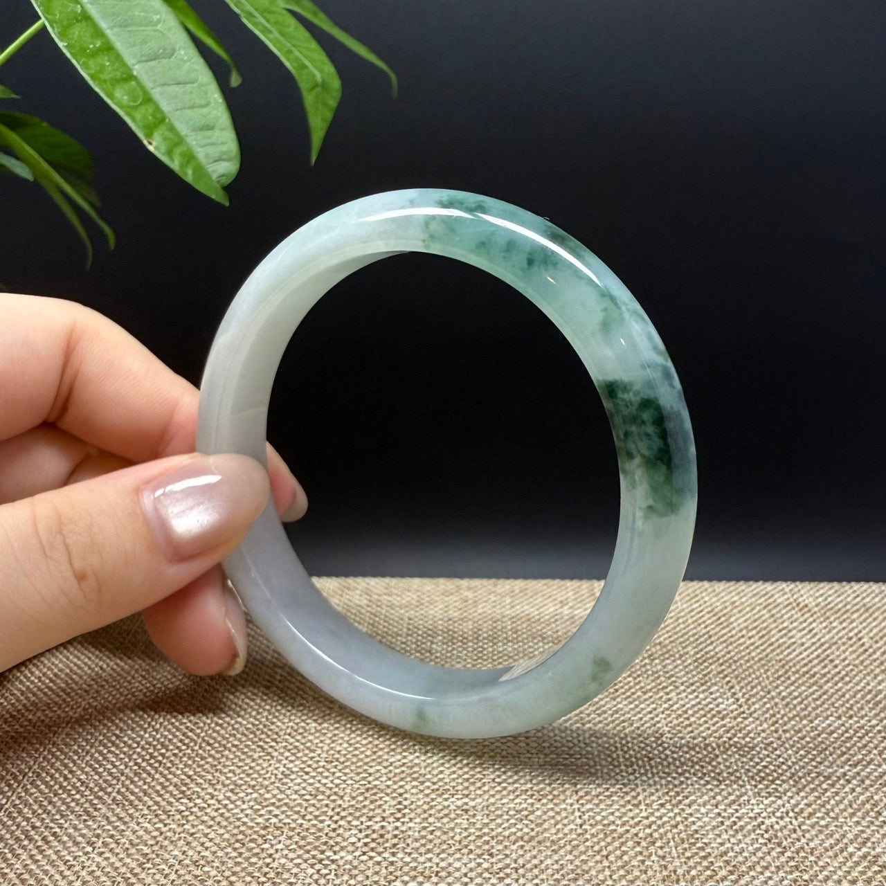 Genuine Burmese Icy Green Jade Jadeite Bangle Bracelet ( 60.5mm )